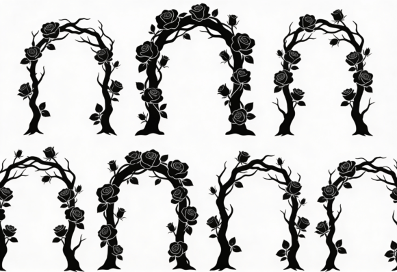 Download Rose Archway Black Silhouette SVG - Black Collection