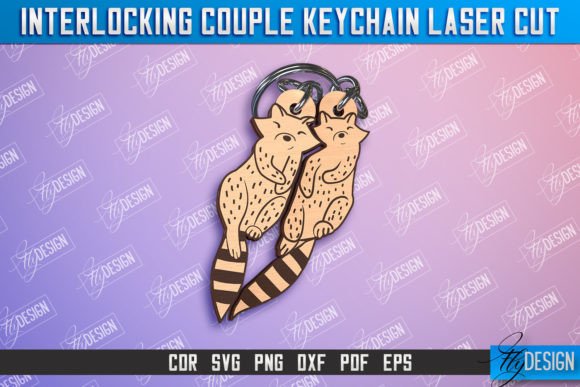 Download Raccoons Couple Keychain Laser Design - Laser design Collection