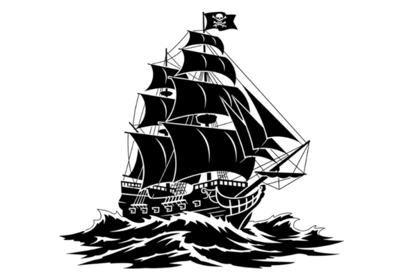 Download Pirate Ship Black Silhouette SVG Clipart - Black Collection