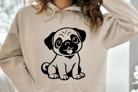 Download Cute Pug Dog Black Silhouette SVG PNG, P - Black Collection