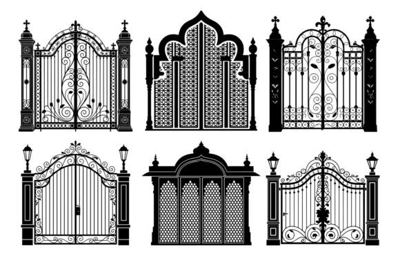 Download Ornate Gate Door Black Silhouette Svg - Black Collection
