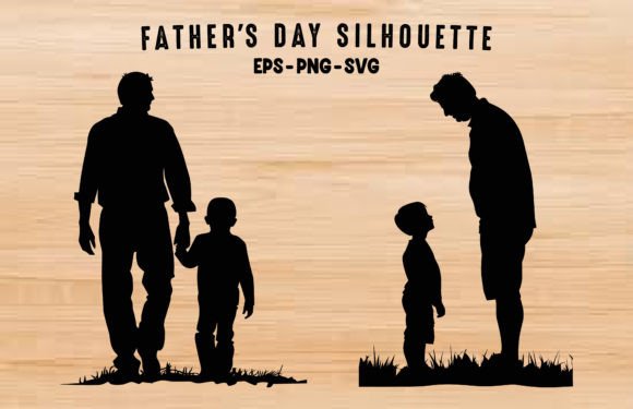 Download Dad and Son Black Silhouette SVG Vector - Black Collection