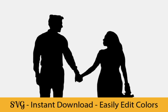 Download Romantic Couple, Black Silhouette, SVG - Black Collection