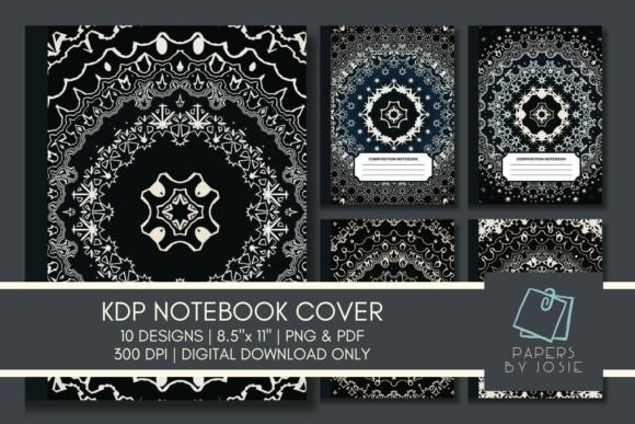 Download Classic Black Mandala KDP Botebook Cover - Black Collection