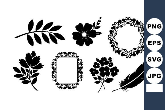 Download Black Floral Elements and Ornamental Fra - Black Collection