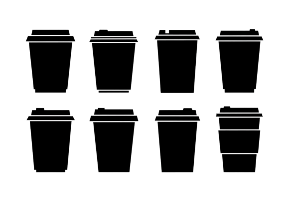 Download Coffee Cup Icons Black Silhouette SVG - Black Collection