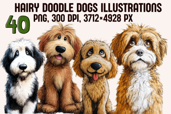 Download Hairy Doodle Dogs Illustrations - Illustrations Collection
