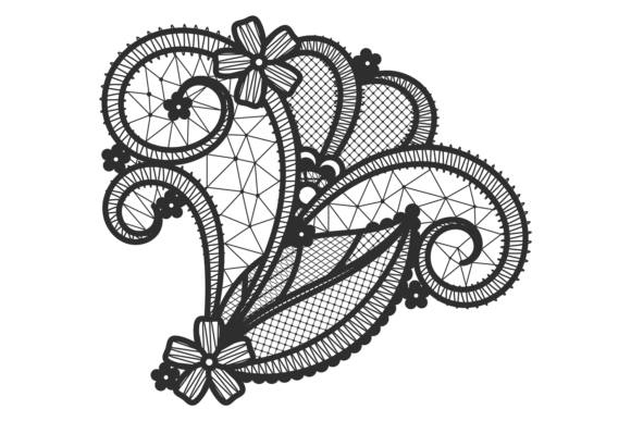 Download Flower Lace Element. Decorative Black Fa - Black Collection