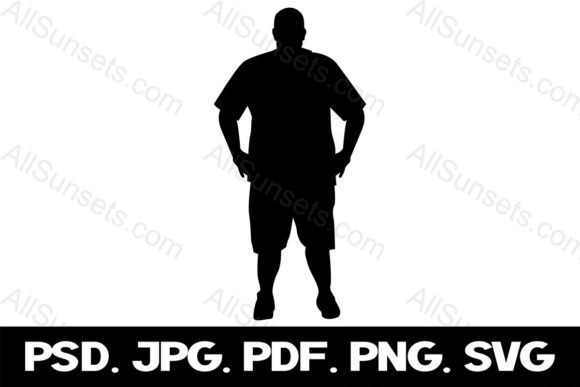 Download Dad Bod Chubby Man Black Silhouette SVG - Black Collection