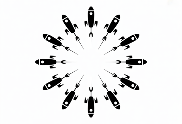 Download Rocket Ship Clipart Radial Design Black - Black Collection