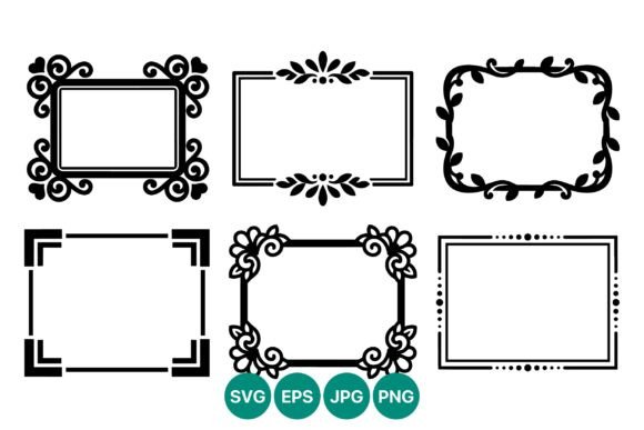Download Ornate Black Rectangular Frame Vector - Black Collection