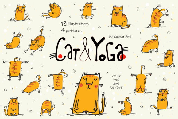 Download Cat and Yoga - Vector Illustrations - Illustrations Collection