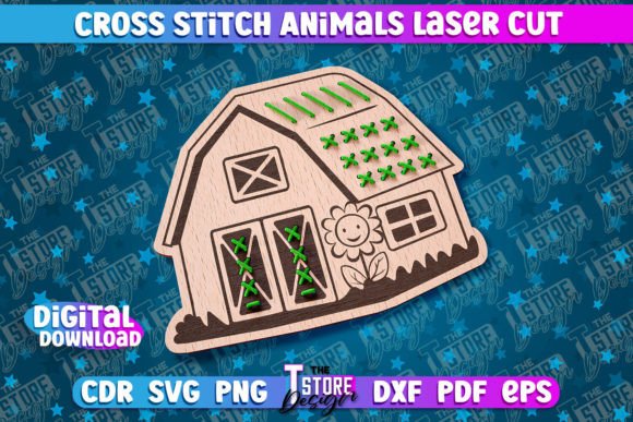 Download Cross Stitch House | Laser Design | CNC - Premium Bundle